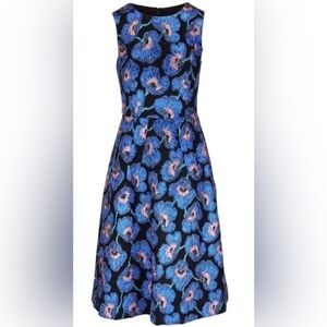 CAROLINA HERRERA 
Floral-Print Midi Dress - Blue
